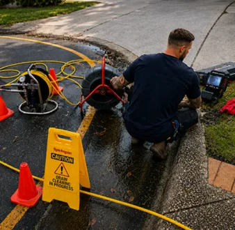 Repairing a burst drain pipe at a Camden South home